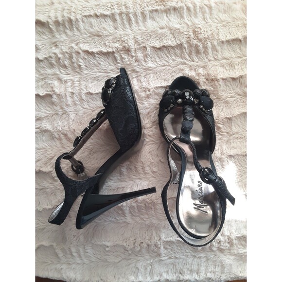 Marciano Women Size 8M Lace Jeweled Rhinestone Open Toe Stiletto Heels Glam - Picture 6 of 11